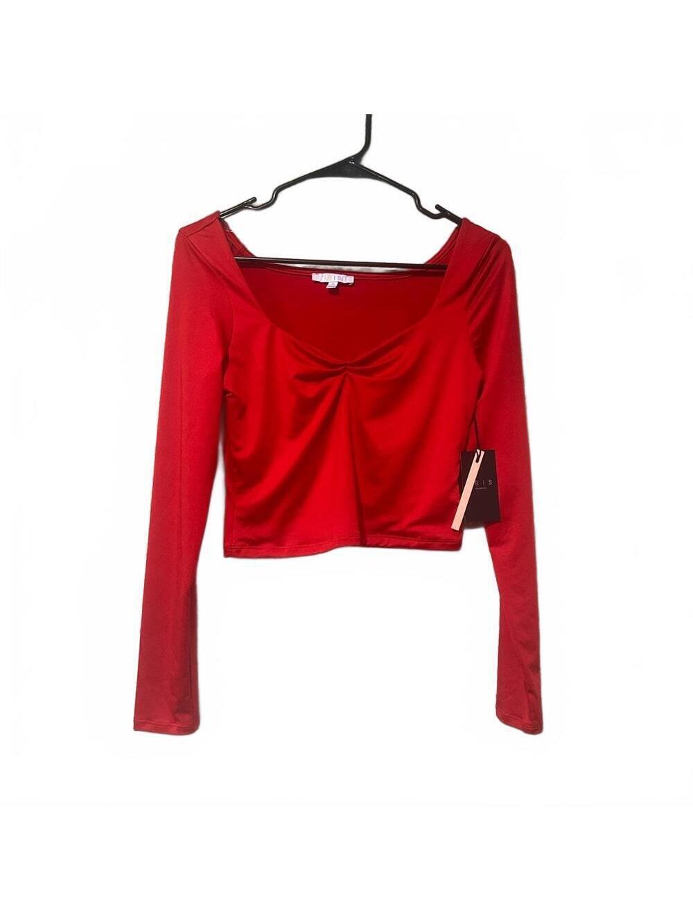 Iris Red Long Sleeve Crop Top
